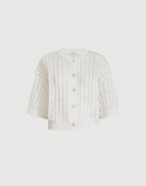 Dazzling cable cardigan White Woman - Brunello Cucinelli