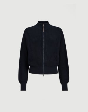 Sparkling net cardigan Blue Woman - Brunello Cucinelli