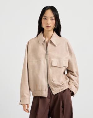 Jacke aus Glossy-Nappaleder Beige Damen - Brunello Cucinelli