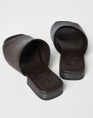 Riding calfskin mules Cocoa Woman - Brunello Cucinelli