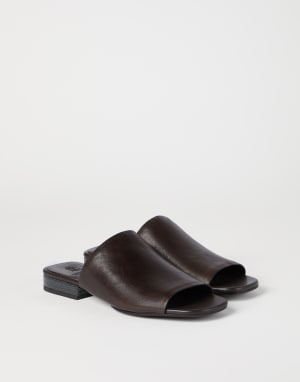 Riding calfskin mules Cocoa Woman - Brunello Cucinelli