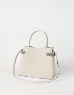 Suede Top-Handle Essence bag Ivory Woman - Brunello Cucinelli