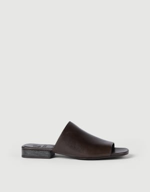 Riding calfskin mules Cocoa Woman - Brunello Cucinelli