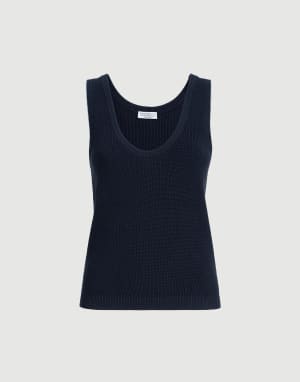 Top aus Baumwollstrick Blau Damen - Brunello Cucinelli
