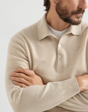 Polo in maglia di cashmere Sabbia Uomo - Brunello Cucinelli