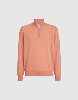 Cashmere sweater with half zip Apricot Man - Brunello Cucinelli