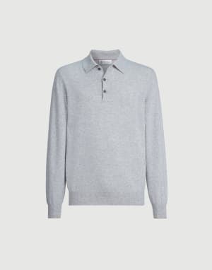 Cashmere knit polo shirt Pebble Man - Brunello Cucinelli