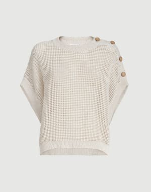 Cotton net sweater Oat Woman - Brunello Cucinelli