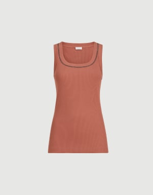 Ribbed jersey top Orange Woman - Brunello Cucinelli