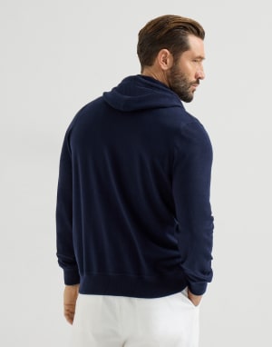 Cashmere sweatshirt-style cardigan Navy Blue Man - Brunello Cucinelli