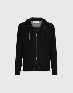 Cashmere sweatshirt-style cardigan Black Man - Brunello Cucinelli