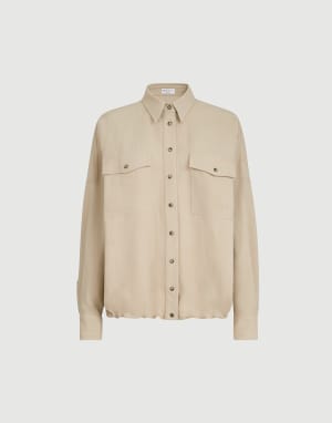 Fluid twill shirt Sand Woman - Brunello Cucinelli