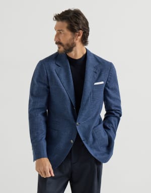 解构设计威尔士格纹夹克 牛仔蓝 男款 - Brunello Cucinelli