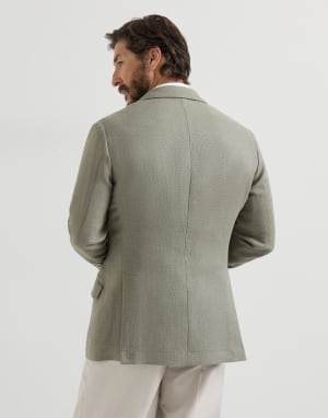 Hopsack deconstructed blazer Khaki Man - Brunello Cucinelli