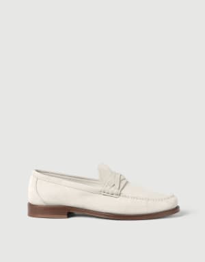 Mocasines de piel de ante Marfil Hombre - Brunello Cucinelli