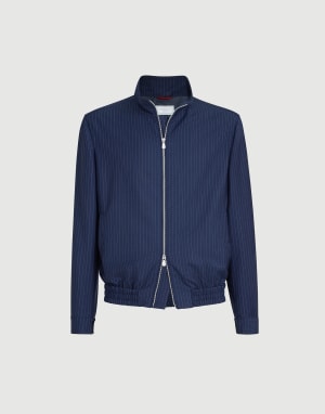 Pinstripe fresco outerwear jacket Blue Man - Brunello Cucinelli