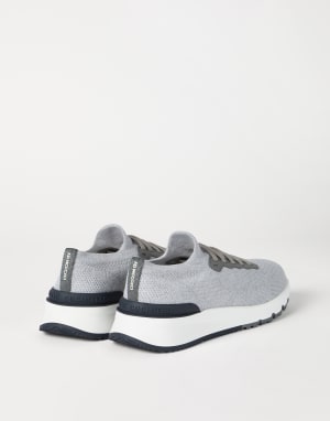 Cotton and calfskin runners Silver Man - Brunello Cucinelli
