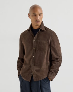 Suede overshirt Espresso Man - Brunello Cucinelli