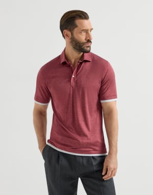 平纹针织面料马球衫 珊瑚 男款 - Brunello Cucinelli