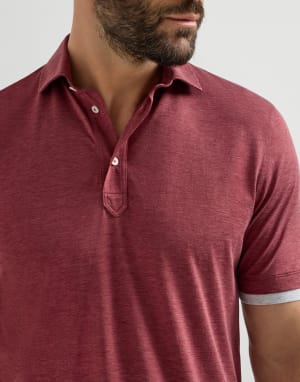 平纹针织面料马球衫 珊瑚 男款 - Brunello Cucinelli