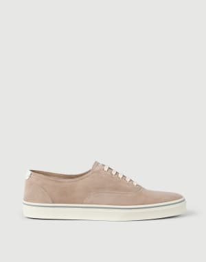 Reversed calfskin sneakers Beige Man - Brunello Cucinelli