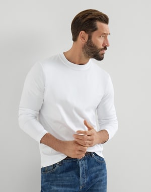 Camiseta en punto de algodón Blanco Hombre - Brunello Cucinelli