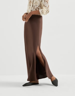 Bias-cut skirt Cocoa Woman - Brunello Cucinelli