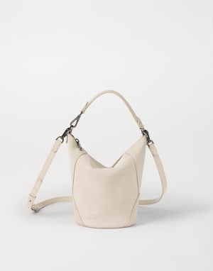 BC Duo bucket bag in suede Ivory Woman - Brunello Cucinelli