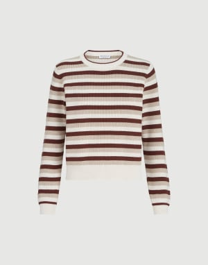 Maglia in cotone a righe Marrone Donna - Brunello Cucinelli