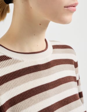 Maglia in cotone a righe Marrone Donna - Brunello Cucinelli