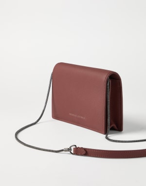 Calfskin wallet with monili Firebrick Woman - Brunello Cucinelli
