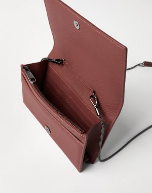 Calfskin wallet with monili Firebrick Woman - Brunello Cucinelli