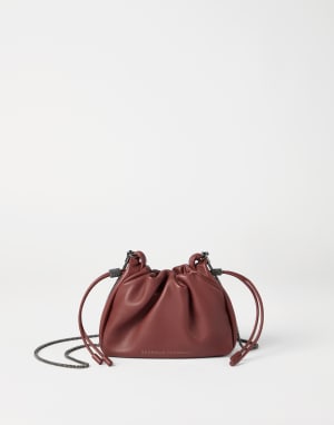 Soft leather mini Mellow Bucket bag Firebrick Woman - Brunello Cucinelli