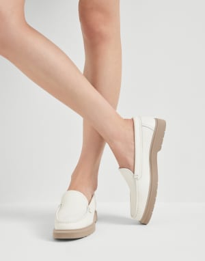 Loafers aus Soft-Leder Weiß Damen - Brunello Cucinelli