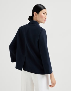 Fluid twill blazer Blue Woman - Brunello Cucinelli