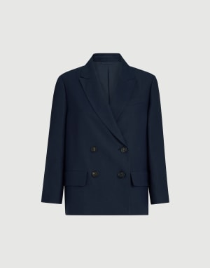 Fluid twill blazer Blue Woman - Brunello Cucinelli