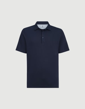 Polo con cuello camisa Azul Aviación Hombre - Brunello Cucinelli