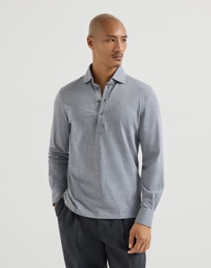 Polo with shirt collar Medium Grey Man - Brunello Cucinelli