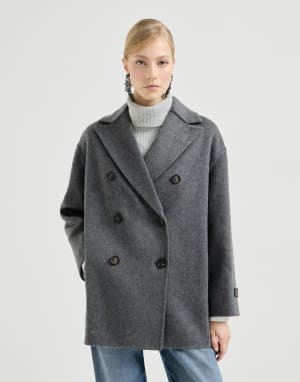 Hand-finished Caban jacket Anthracite Woman - Brunello Cucinelli
