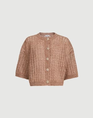 Dazzling cable cardigan Brown Woman - Brunello Cucinelli
