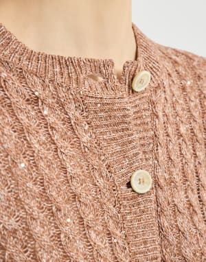 Dazzling cable cardigan Brown Woman - Brunello Cucinelli