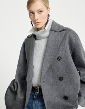 Hand-finished Caban jacket Anthracite Woman - Brunello Cucinelli