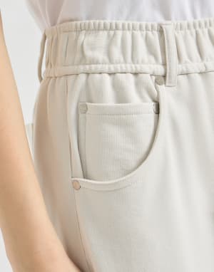 Pantalón de felpa Smooth Leche Mujer - Brunello Cucinelli