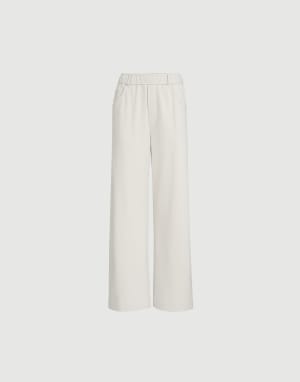 Pantalón de felpa Smooth Leche Mujer - Brunello Cucinelli