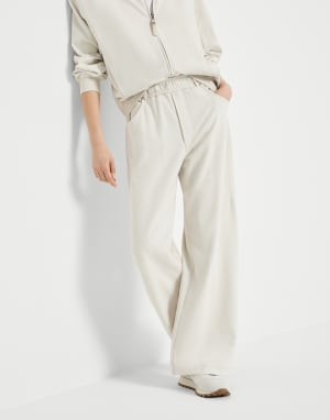 Pantalón de felpa Smooth Leche Mujer - Brunello Cucinelli