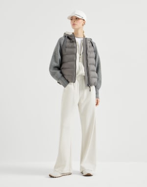 Pantalón de felpa Smooth Leche Mujer - Brunello Cucinelli