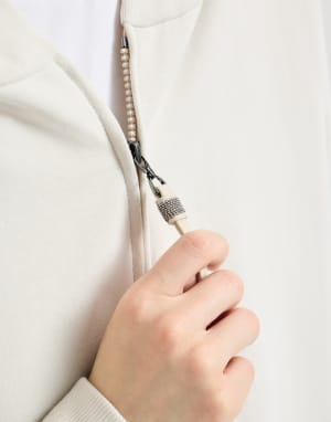 Sudadera en felpa de algodón Smooth Leche Mujer - Brunello Cucinelli