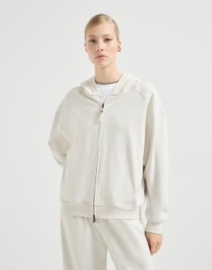 Sweat-shirt en molleton de coton Smooth Lait Femme - Brunello Cucinelli