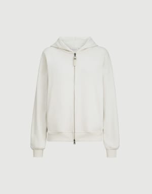 Sudadera en felpa de algodón Smooth Leche Mujer - Brunello Cucinelli