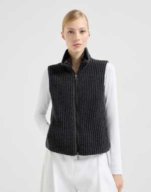 Cashmere down vest Lignite Grey Woman - Brunello Cucinelli